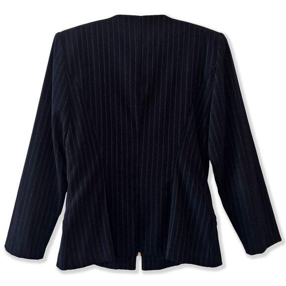 Vintage Y2K 90s Black Pinstripe Skirt Suit Made in Canada Minimalist Business - Picture 5 of 11